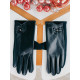Dámské černé kožené rukavice s mašlí