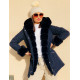 Modrá zimní zateplená bunda s kapucí