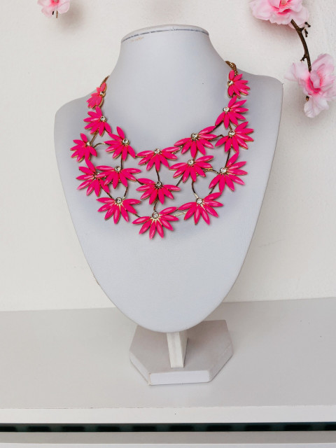 Dámský růžový náhrdelník s kamínky