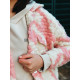 Dlouhý přechodný košilový kabát - růžový