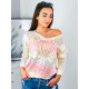 Růžový duhový pletený svetr