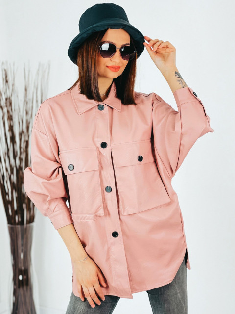 Dámská růžová koženková košile