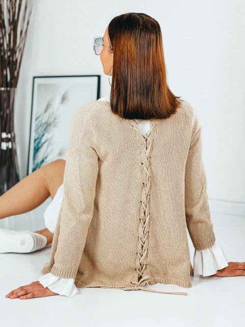 Dámský béžový pletený svetr 