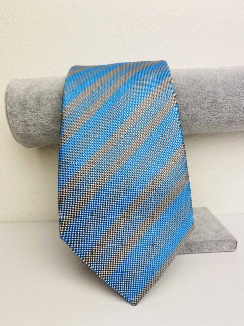 Pánská hnědo-tyrkysová kravata