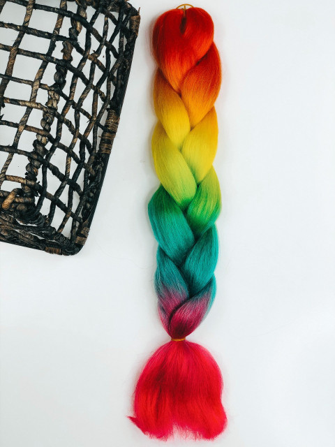 Vícebarevný pletený kanekalon