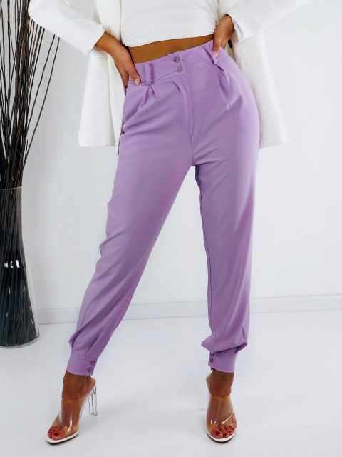 Fialové elegantní kalhoty s knoflíky