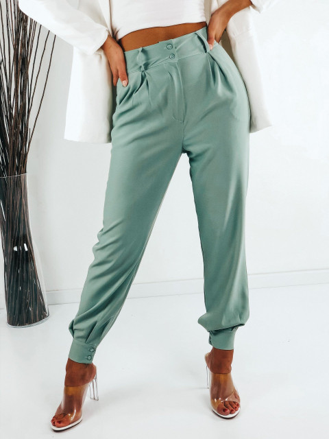 Zelené elegantní kalhoty s knoflíky
