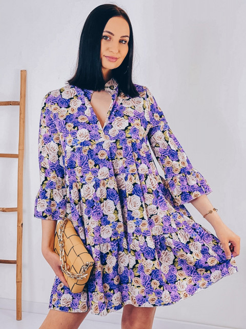 Dámské fialové květované šaty Mella