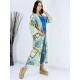 Dlouhé saténové modré kimono