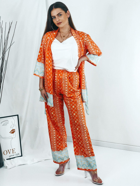 Dámský oranžový komplet kimono + kalhoty