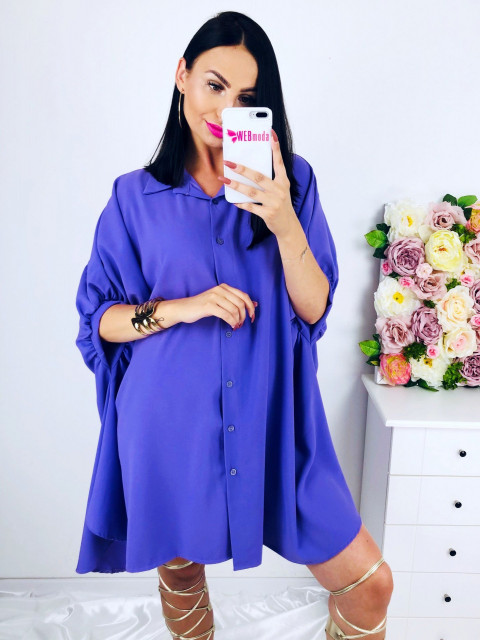 Oversize fialové košilové šaty - KAZ