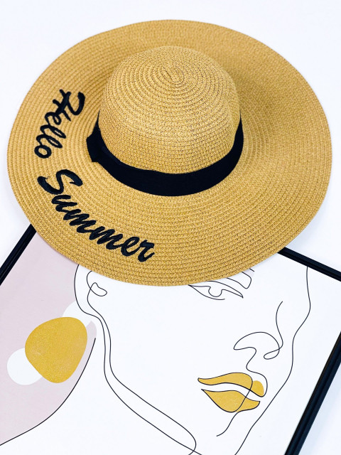 Slaměný hnědý klobouk Hello Summer