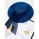 Modrý slaměný klobuk s mašlí