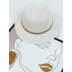 Bílý slaměný klobouk s řetězem