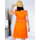 Dámské oranžové letní šaty s madeirovou rukávy