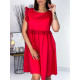 Dámské červené letní šaty s madeirovou rukávy