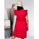 Dámské červené letní šaty s madeirovou rukávy