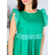 Dámské zelené letní šaty s madeirovou rukávy
