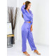 Dámský fialový saténový komplet - saténové pyžamo