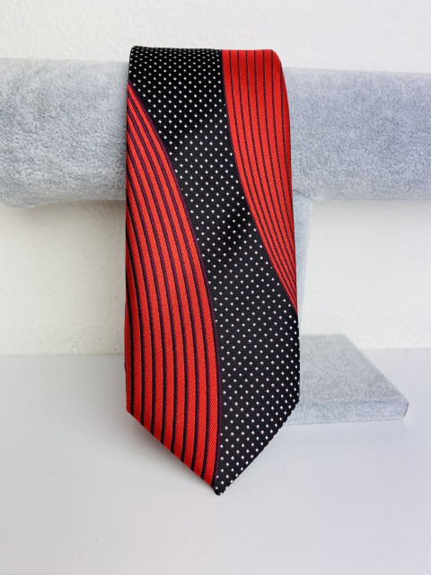 Pánská červeno-černá úzká kravata