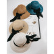 Dámský modrý slaměný klobouk s mašlí Metta