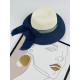 Dámský béžovo-modrý slaměný klobouk s mašlí Heruenna
