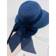 Dámský tmavě modrý slaměný klobouk s mašlí Heruenna