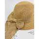 Dámský hnědý slaměný klobouk s mašlí Heruenna