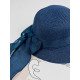 Dámský modrý slaměný klobouk s mašlí Heruenna