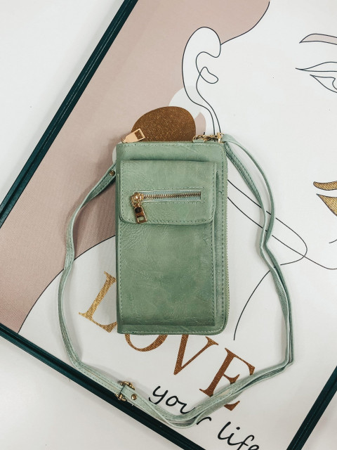 Dámská zelená kabelka s peněženkou a kapsičkou na mobil 2v1