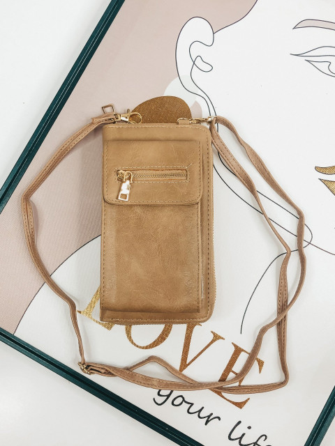 Dámská khaki kabelka s peněženkou s kapsičkou na mobil 2v1