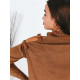 Dámský hnědý pletený svetr s řemínky a odhaleným ramenem