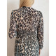 Dámské šedé leopardí šaty s knoflíky