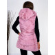 Dámská růžová kožešinová vesta s kapucí