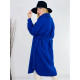 Dámský dlouhý modrý kabát s páskem