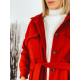 Dámský červený kabát s páskem