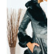 Exkluzivní černá koženková bunda s kožešinovou kapucí a páskem
