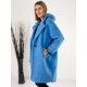 Modrý Teddy kabát s kapucí