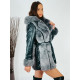 Exkluzivní černo-šedá kožešinová bunda s kapucí