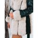 Exkluzivní černo-béžová kožešinová bunda s kapucí