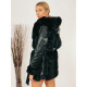 Exkluzivní černá kožešinová bunda s kapucí