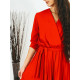 Červené plisované šaty s páskem