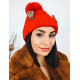 Dámská červená zimní čepice s parohy