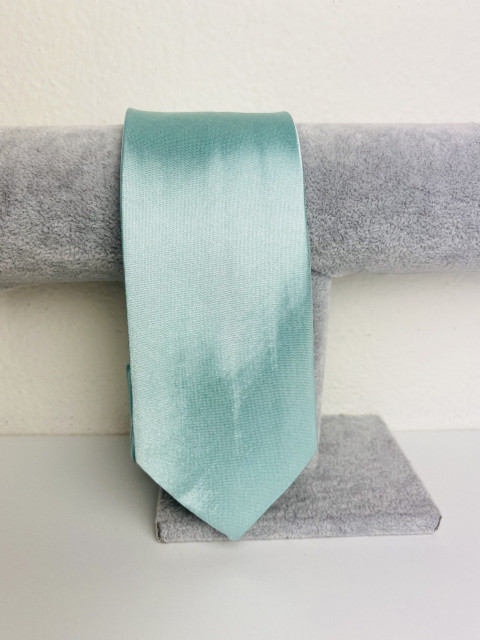 Pánská mentolová saténová úzká kravata