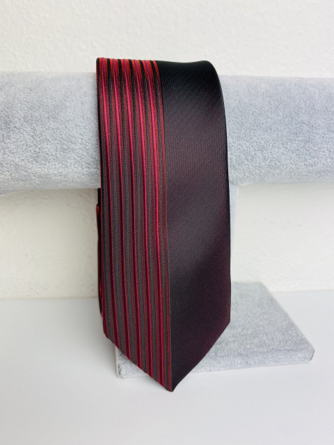 Pánská černo-bordová úzká kravata
