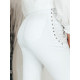 Dámské bílé elastické džíny s vázačkou a vysokým pasem