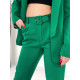 Dámský zelený kalhotový kostým s páskem