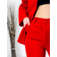 Dámský červený kalhotový kostým s páskem v pase Lulla