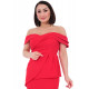 Dlouhé dámské červené šaty na ramena