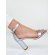 Dámské sandály na hrubém podpatku - stříbrné ROSE